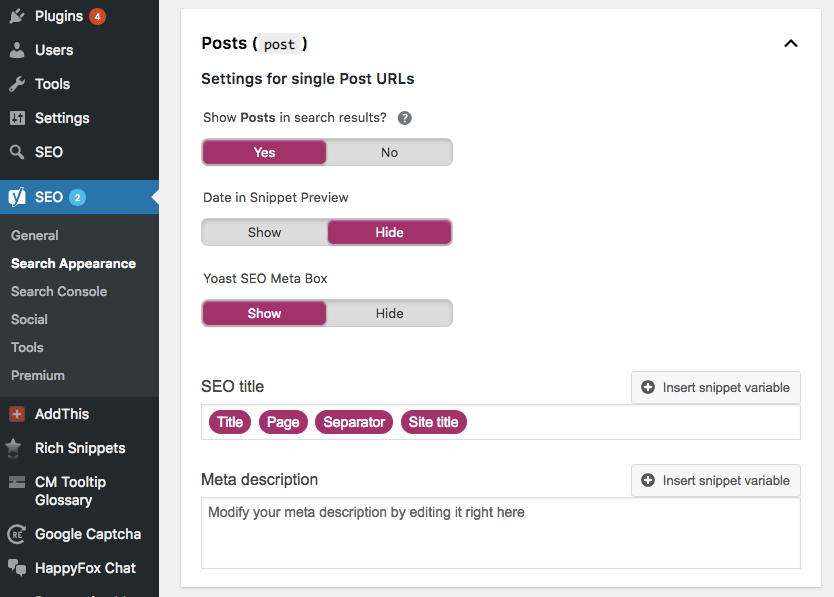 add meta description wordpress yoast plugin snippet variables